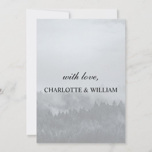 Minimalistisch bos Rustic Woodland Rehearsal Dinne Kaart (Achterkant)