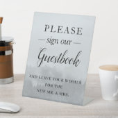 Minimalistisch bosbos bruiloft Guestbook Reclamebord Met Voetstuk (Insitu)