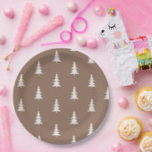 Minimalistisch bosbruin rustiek dennenpatroon papieren bordje (Feest)