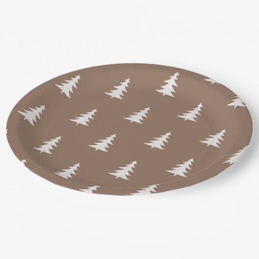 Minimalistisch bosbruin rustiek dennenpatroon papieren bordje (Gekanteld)