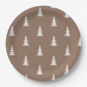 Minimalistisch bosbruin rustiek dennenpatroon papieren bordje (Voorkant)