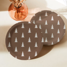 Minimalistisch bosbruin rustiek dennenpatroon papieren bordje