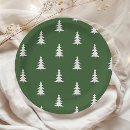 Minimalistisch bosgroen pijnboompatroon papieren bordje
