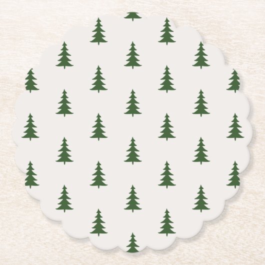 Minimalistisch bosgroen, rustiek dennenpatroon kartonnen onderzetters (Voorkant)