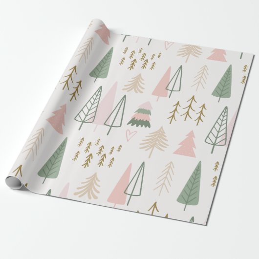 minimalistisch bospatroon cadeaupapier (Uitgerold)