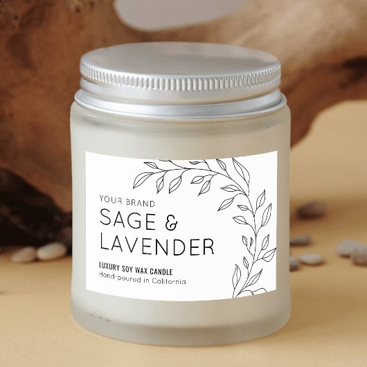 Minimalistisch  Botanisch blad Kaarsetiket Voedselcontainer Etiket