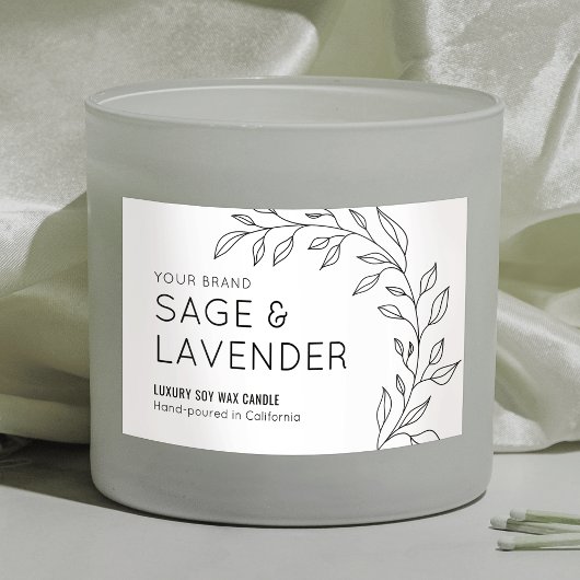 Minimalistisch  Botanisch blad Kaarsetiket Voedselcontainer Etiket