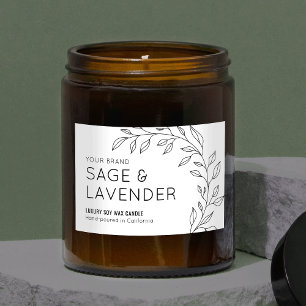 Minimalistisch  Botanisch blad Kaarsetiket Voedselcontainer Etiket