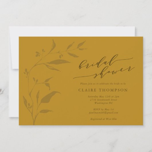 Minimalistisch botanisch Boho Mustard Vrijgezellen Kaart (Voorkant)