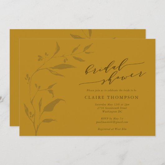 Minimalistisch botanisch Boho Mustard Vrijgezellen Kaart (Voorkant / Achterkant)