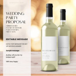 Minimalistisch Botanisch Bruidsmeisje Voorstel Wij Wijn Etiket