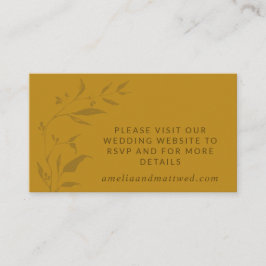 Minimalistisch botanisch geel boho bruiloft informatiekaartje
