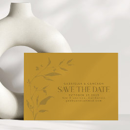 Minimalistisch botanisch geel boho bruiloft save the date