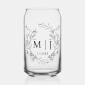 Minimalistisch botanisch monogram bruiloft chique blikvorm glas (Voorkant)