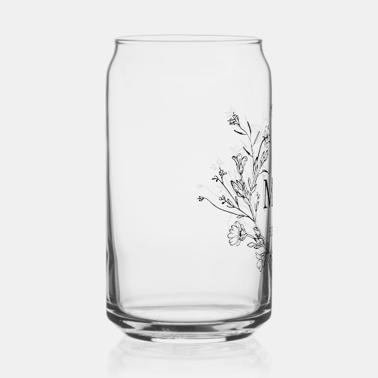 Minimalistisch botanisch monogram bruiloft chique blikvorm glas (Rechts)
