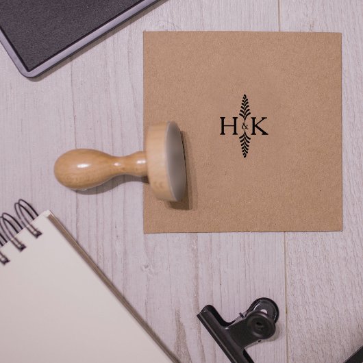 Minimalistisch botanisch monogram, bruiloft rubberstempel