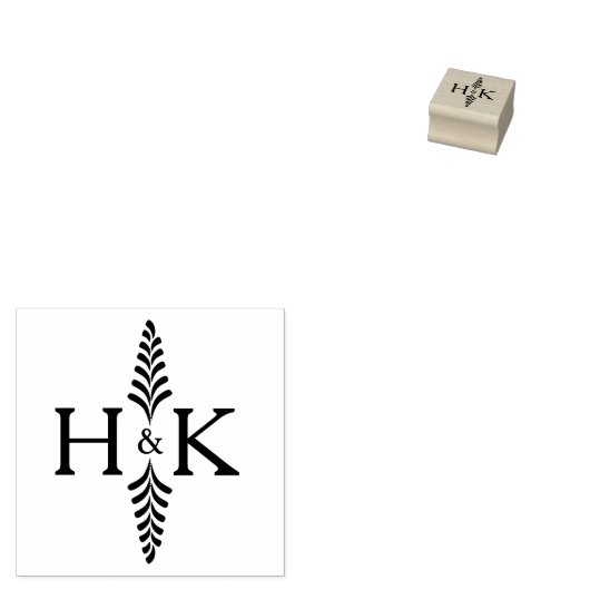 Minimalistisch botanisch monogram, bruiloft rubberstempel (Gestempeld)
