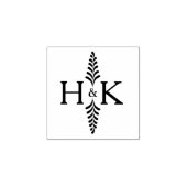 Minimalistisch botanisch monogram, bruiloft rubberstempel (Afrduk)
