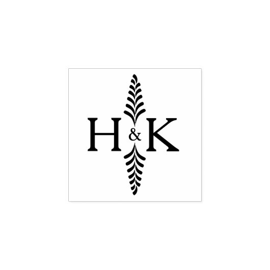 Minimalistisch botanisch monogram, bruiloft rubberstempel (Afrduk)