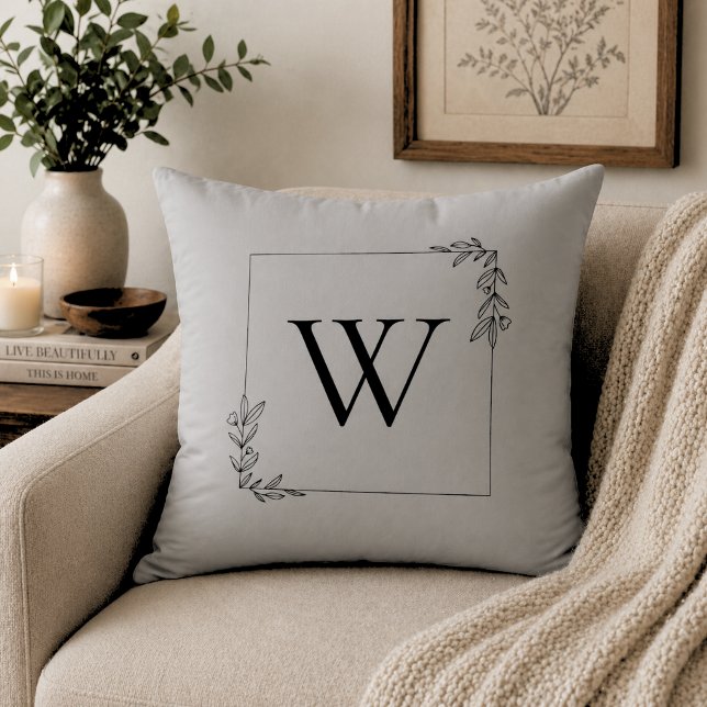 Minimalistisch botanisch monogram kussen (Creator heeft geüpload)