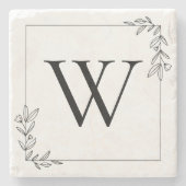 Minimalistisch botanisch monogram stenen onderzetter (Voorkant)