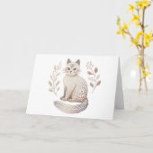 Minimalistisch Botanisch Ontwerp Elegant Boho Cat  Kaart (Gele Bloem)