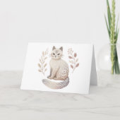 Minimalistisch Botanisch Ontwerp Elegant Boho Cat  Kaart (Voorkant)