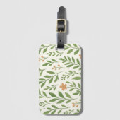 Minimalistisch botanisch patroon met groene blader bagagelabel (Voorkant (verticaal))