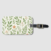 Minimalistisch botanisch patroon met groene blader bagagelabel (Voorkant (horizontaal))