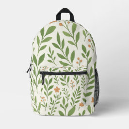 Minimalistisch botanisch patroon met groene blader bedrukte rugzak