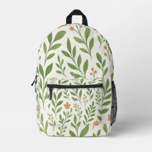 Minimalistisch botanisch patroon met groene blader bedrukte rugzak