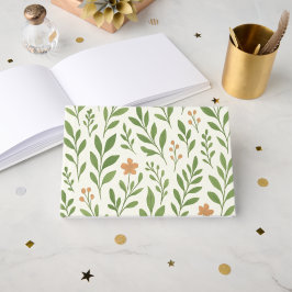 Minimalistisch botanisch patroon met groene blader gastenboek