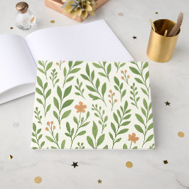 Minimalistisch botanisch patroon met groene blader gastenboek