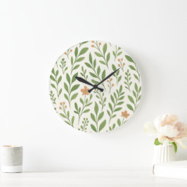 Minimalistisch botanisch patroon met groene blader grote klok