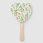 Minimalistisch botanisch patroon met groene blader handwaaier (Achterkant)