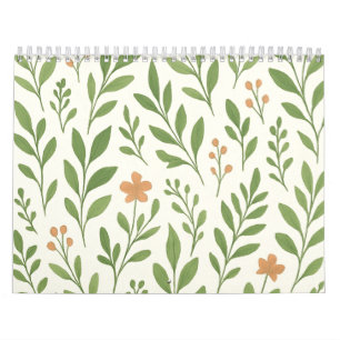 Minimalistisch botanisch patroon met groene blader kalender