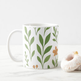 Minimalistisch botanisch patroon met groene blader koffiemok