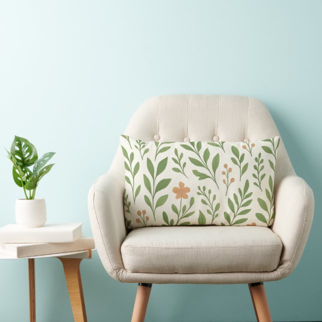 Minimalistisch botanisch patroon met groene blader kussen (Stoel)