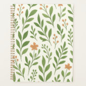 Minimalistisch botanisch patroon met groene blader planner (Voorkant)