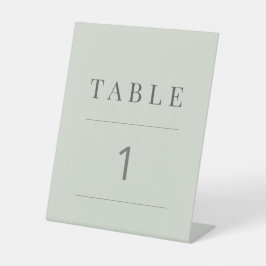 Minimalistisch Botanisch Tafelnummer Licht Salie Reclamebord Met Voetstuk