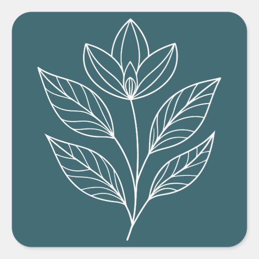 Minimalistisch botanisch thema vierkante sticker (Voorkant)