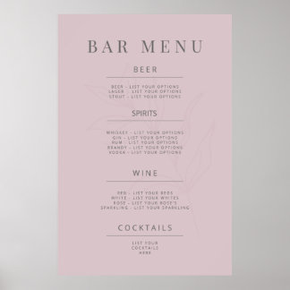 Minimalistisch botanisch trouwbord Dusky Rose Poster