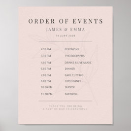 Minimalistisch botanisch trouwbord | Warm blozen Poster