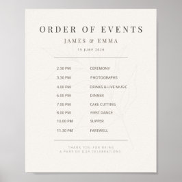 Minimalistisch Botanisch Trouwbord | Warm Wit Poster