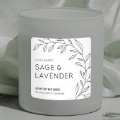 Minimalistisch Botanisch Zwart & Wit Kaarsenetiket Vierkante Sticker