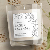 Minimalistisch Botanisch Zwart & Wit Kaarsenetiket Vierkante Sticker