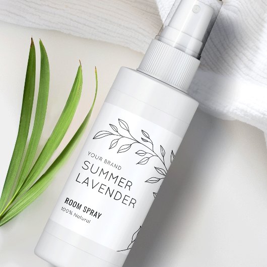 Minimalistisch Botanisch Zwart Wit Room Spray Labe Etiket