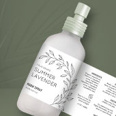 Minimalistisch Botanisch Zwart Wit Room Spray Labe Etiket