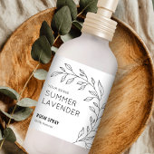 Minimalistisch Botanisch Zwart Wit Room Spray Labe Etiket