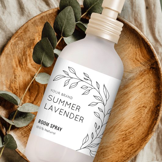 Minimalistisch Botanisch Zwart Wit Room Spray Labe Etiket